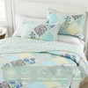 Finlonte Quilt King Size Bedding Set, Floral Real Patchwork Green