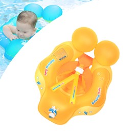 Baby Swimming Ring for from 3-12 Months, Orange Inflatable Swimming Trainer, Swimming Aid Baby with Adjustable Shoulder Straps, Pool Swimming Rings, Babies Swimming Aids, Swimming Seat for Newborns