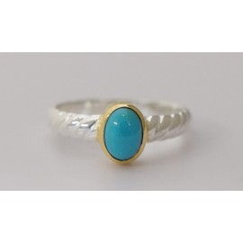 Turquoise Mixed Metal Gold-Plated Sterling Silver Ring US Size 6 / Diameter 16.5 (Norway)