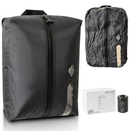 POIXM Vacuum Bags for Travel with Pump, Reusable Space Saver Bag, IP67 Waterproof Vacuum Packing Cubes for Travel Suitcases and Backpack (1PC + PUMP)