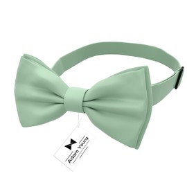 Adam Young Men's Green Fern Bow Tie Pre-Tied Style Formal Satin Classic Bowtie for Tuxedo Faux Silk (Large, Deep Sage)
