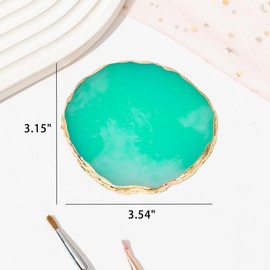 Resin Nail Art Palette, Round Glass Paint Tray Palettes, Nail Art Painting Mixed Color Paint Tray, Nail Polish Palette, Nail Holder Display Board Cosmetic Mixing Tools.Glass&Green