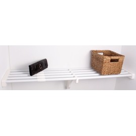 EZ Shelf DIY Expandable Shelf ONLY (No Hanging Rod) - 28” - 48” - White - Mounts to 2 Sidewalls - Easy to Install-Strong-Wire Shelving Alternative - Shelf Kit (EZS-SW48)
