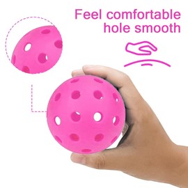 12 Pack Pickleball Balls, 40 Holes Outdoor Pickleballs, High Elasticity & Durable Pickle Balls for All Style Pickleball Paddles(Pink)