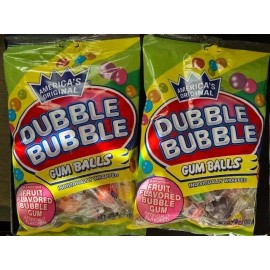 Dubble Bubble Gum Balls- Assorted FRUIT Flavored Individually Wrap Balls- 2 BAGS