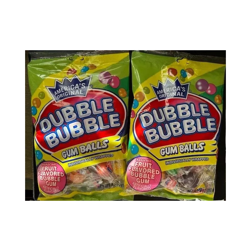Dubble Bubble Gum Balls- Assorted FRUIT Flavored Individually Wrap Balls-