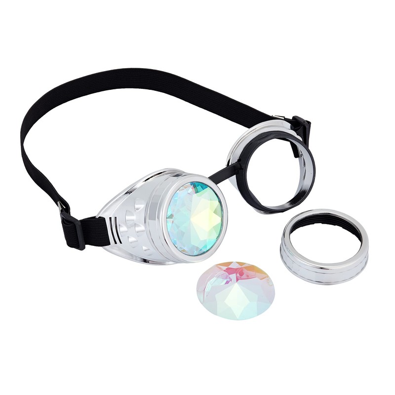 Kaleidoscope Goggles for Raves Trippy Psychedelic Steampunk Glasses with Rainbow