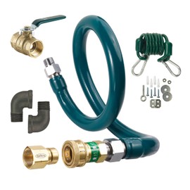 Krowne M5024K Royal Series Moveable Gas Connection Kit, 1/2” I.D., 24” long, stainless steel corrugated tubing & radial wrap with green antimicrobial PVC coating, quick disconnect