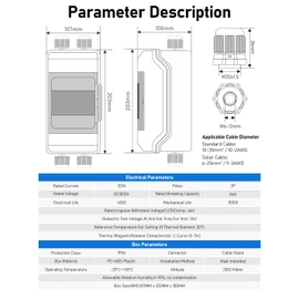 DIHOOL Solar DC Circuit Breaker Box 100 Amp Solar Panel Disconnect Switch