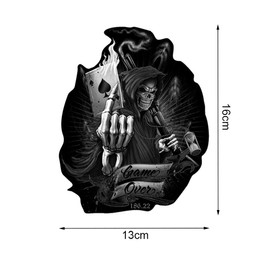 NA Game Over Playing Card Car Sticker Black Skull Car Sticker 3D Waterproof Car Decal for Car, Window, Motorcycle, Refrigerator, Wall