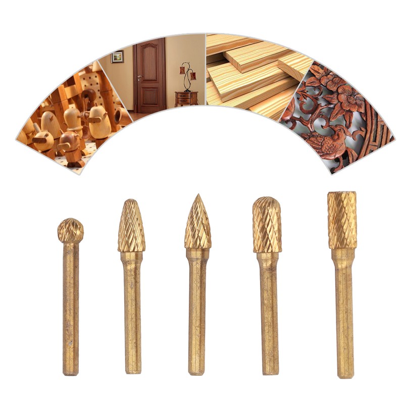 5Pcs Grinding Bit Head Rotary File Burr Double Cut Tool
