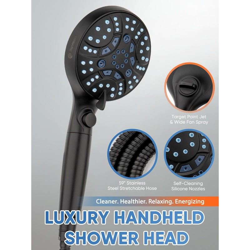 Pavezo® High Pressure Handheld Shower Head with Filter, ON/OFF Switch