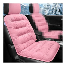 CGEAMDY Cushioned Car Seat Cover, Warm Short Plush Seat Cushion for Front Rear Pad, Soft Fuzzy Seat Protector for Winter, Auto Interior Women Men Accessories, for Vehicles, SUV, Truck (Pink)