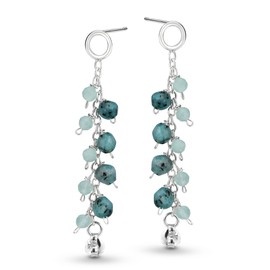 AeraVida - arete minimalistas de plata de ley con cadena de plata de ley y plata de ley | Elegantes arete de plata de ley para mujer | arete de piedra verde | arete para mujer, Metal, Turmalina verde