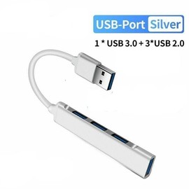 Multibao 4-Port USB Hub，USB Splitter 4-Port USB 3.0 and 2.0 Adapter High Speed Multiport USB Hub Expander Adapter for Laptop, MacBook，Flash Drive, PC