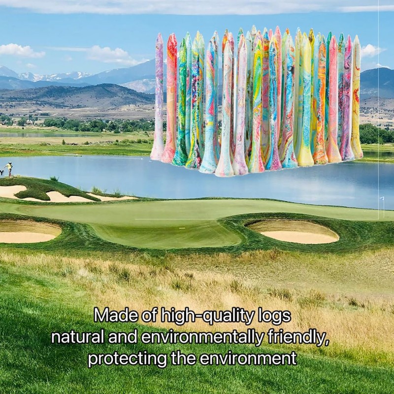MUXSAM Golf Tees,2-3/4 inch Multiple Colours Wooden Golf Base,Natural Wooden