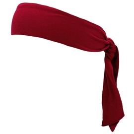 MDSTYLE Tie Bandana Headband for Men and Women Hair Accessorries Paisley and Solid Color Sweat Band for Sports Workout Hairband (Red - Solid Color)