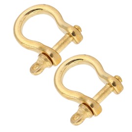 Kodrily 2PCS Brass D Ring Shackles, 0.39in Key Shackle, Golden Anchor Shackle Fob, U Type Screw in Shackle, Portable Mini Shackle Horseshoe Clasp for Key Ring Hook Buckle 10mm