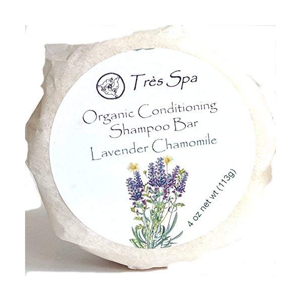 Organic Conditioning Shampoo by Très Spa | Solid Shampoo Bar | 100% Natural | Vegan Friendly | Eco-Friendly (Lavender Chamomile)