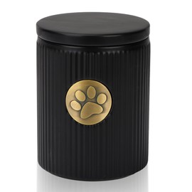 DiDiBirDi Dog Urn, Pet Urn for Ashes, Animal Urns for Dogs, Memorial Urn for Dogs with Paw Print Metal Plate, Ceramic Cat Cremation, Black Cat Urns for Ashes