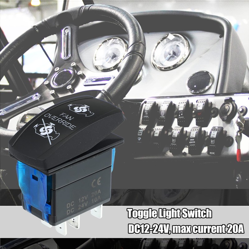 X AUTOHAUX Fan Override Rocker Switch 5Pin On-Off Blue LED