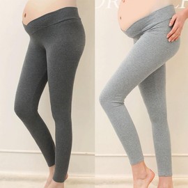 Cotton Maternity Under-Belly Leggings Comfortable Light Gray/XL
