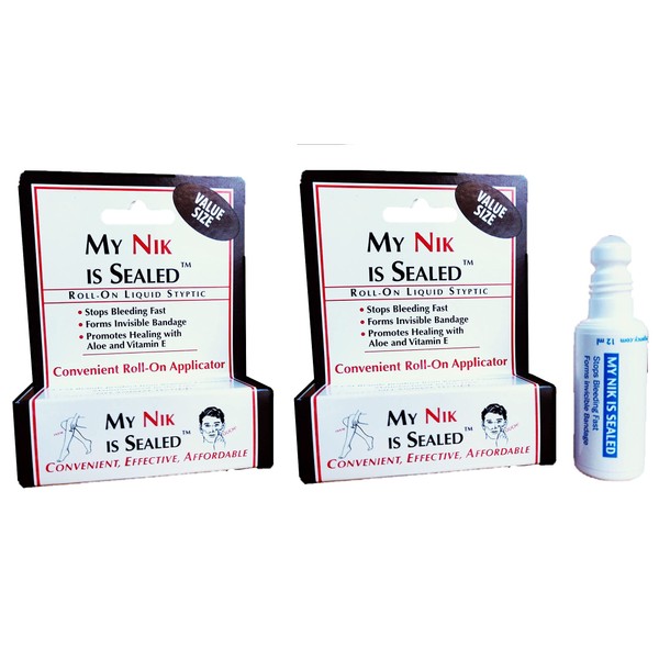 COSMETICALLY SEALED My Nik Is Sealed Roll-On Liquid Styptic | 2 PACK 12ml Value Size | First Aid in a Tube | Made in USA