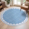 Scalloped Round Rug 6ft, Small Area Rugs Solid Blue Rug