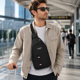 Men Shoulder Bag for Casual Daily Use - Durable Nylon Canvas with Headphone Jack for Convenient Listening