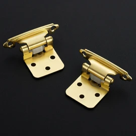 40 Pack 20 Pair Gold Cabinet Hinges - 1/2 inch Overlay Kitchen Cabinet Hinges, Semi-Concealed Hinges, Self Closing Cabinet Door Hinges with Door Bumper, Gold Face Mount Cabinet Hardware