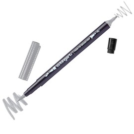 KINGART TT074-1 PRO Twin-Tip Light Gray Color 445 Series Single Brush Pen Artist Marker, Double-ended Brush Tip & Fine Tip, Water-based Non-Toxic Ink, Light Gray