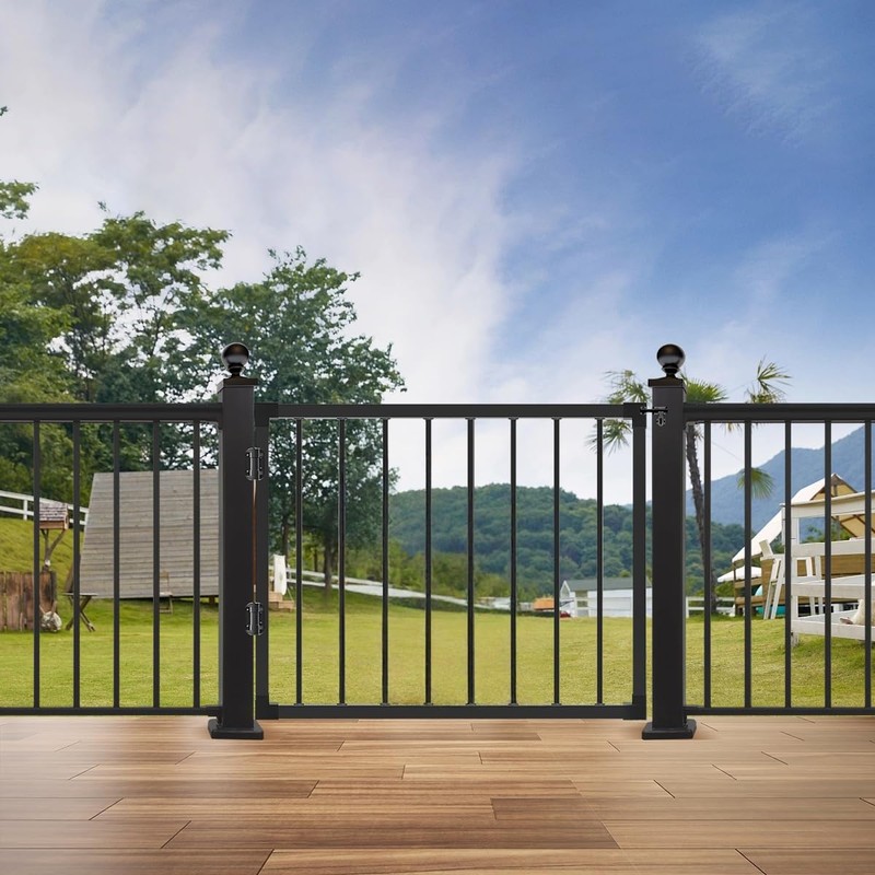 ZERTNROW Outdoor Deck Gate, Adjustable Steel Metal Gate for Patio