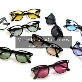 MERRY PLEASURE Men's Women's Date Glasses, Wellington, Boston, Bosrington, Color Lenses, Light Color, Asian Fit, Black x Lt.SMOKE