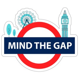 Mind The Gap Sticker Souvenir Decal Vinyl – 4" Small Waterproof London Underground Sticker for Water Bottle, Mug, Passport, Scrapbook, Notebook, Laptop, Tumbler – Funny London Gifts ID44990