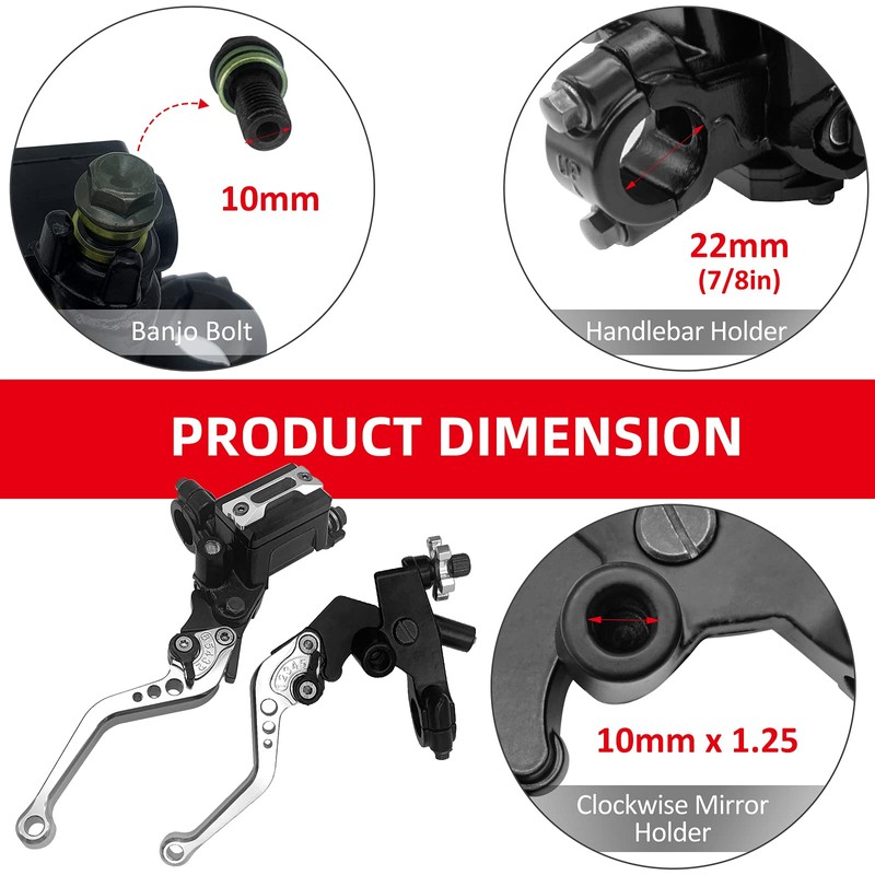 JAVIK Updated Universal Bike Brake Master Cylinder Clutch Lever Set