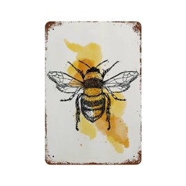 Anique Tin Sign BEE Metal Tin Sign Retro Nostalgic Tin Sign Fun Decorative Sign for Home Kitchen Bar Room Garage Decor Insect Honey Bumblebee Gift for Her Gift for Mum 8x5.5 Inch