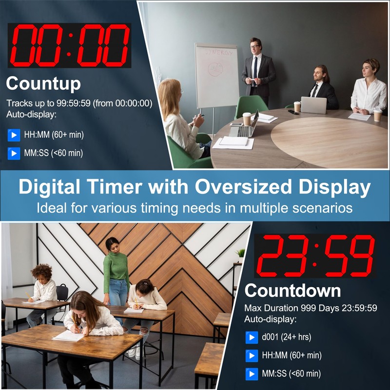 CHKOSDA Digital Clock with Large Display 18.7 Inch, GPS Auto-Sync