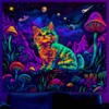 WEBEEDY Cute Cat Glow in The Dark Tapestry Fantasy Mushroom