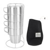 300ml Stackable Coffee Cups with Stand Stainless Steel Double Layer