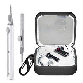 Case Cover Compatible with Nothing Ear Earbuds, Ziseyoru Soft Silicone Nothing Ear Protective Case with Cleaner Kit with Carabiner Keychain Accessories (Black)