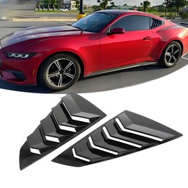 NEESPOC Rear Side Window Louvers Fit for Ford Mustang EcoBoost/Dark Horse/GT/ S650 2024 2025 Accessories Air Vent Scoop Cover Louver Windshield Sun Shade Cover Vent GT Style ABS (Gloss Black)
