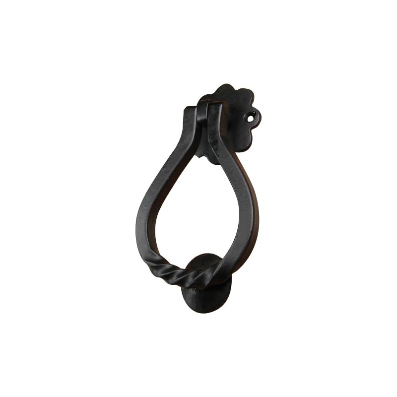Twisted Iron Door Knocker with Simple, Graceful Style - Black