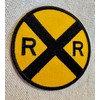 Railroad Crossing Road Sign Embroidered Patch Iron-On Train Railway RR