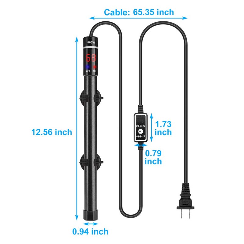 500W Aquarium Heater Submersible 500 Watt Titanium Fish Tank Heater