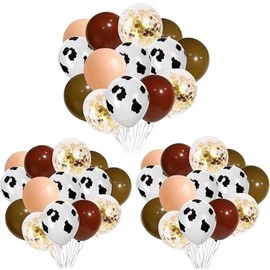 Nenluny 96pcs Brown Balloons Cow Print Balloons Cowboy Birthday Decorations for Western Cowboy Party Birthday Farm Party Decorations Supplies