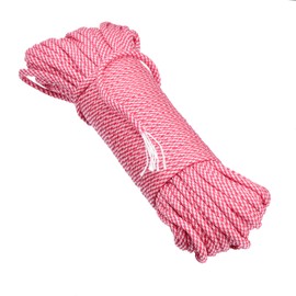 DonDon 98 ft - 30 m nylon cord Paracord survival DIY rope cord for outdoor camping activities 0.6 inch - 4 mm - 7 strands red-white