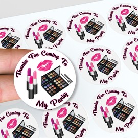 AK Giftshop Make Up Pamper Party Thank You Birthday Party Stickers for Party Bags & Sweet Cones (24 Stickers)