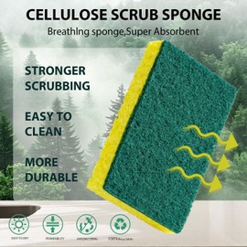 24 Pack Multi-Purpose Sponge Pads,Heavy Duty Scrub Sponges Effective Clean The Surface Stains,Can Be Used to Clean Kitchen,Pots,Bowls,Bathrooms,Tiles,Bathtubs,Walls a Good Helper for Home Cleaning