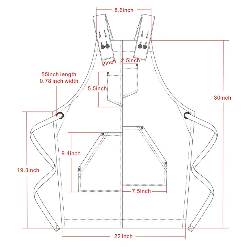 Jeanerlor - Denim Apron for Women With Pockets Cross-Back Straps