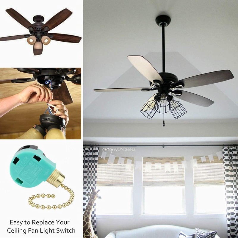 Zing Ear 3 Speed 4 Wire Ceiling Fan Switch, Pull